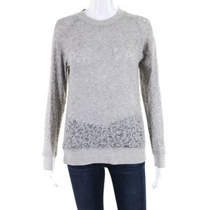 IRO Jeans Womens Cotton Thin Knit Crew Neck Long Sleeve Sweater Gray Size XS